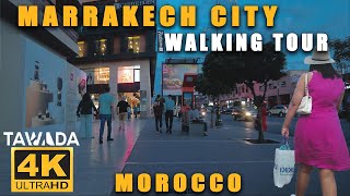 Marrakech city evening walking journey 4K UHD Morocco [upl. by Severen]