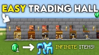 EASY VILLAGER TRADING HALL in 121 Minecraft Bedrock [upl. by Schulze]