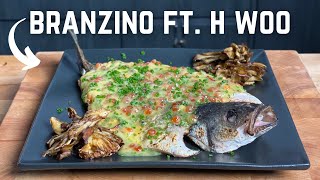 Grilled Branzino with Salmon Egg Beurre Blanc hwoolee [upl. by Mailli]