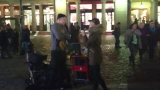 Celinde Schoenmaker duets with busker Stephen Barry in Covent Garden London 10 Nov 2016 [upl. by Erdeid]