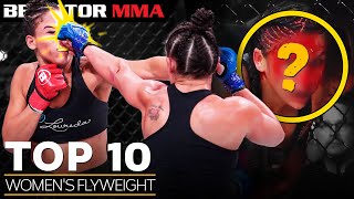 TOP 10 Crazy Flyweight Finishes  Womens  Bellator MMA [upl. by Ennybor197]