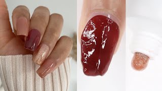 EASY POLYGEL NAILS  how to do polygel overlay on natural nails at home [upl. by Shien974]