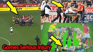 Angel Gomes terrible head injury Collided with Amadou  Reims vs Lille LOSC  Angel Gomes injury [upl. by Hcurob513]