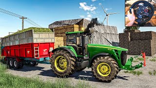 John Deere 8530 at Silage  Farming Simulator 19  Logitech g29 gameplay [upl. by Mccowyn]