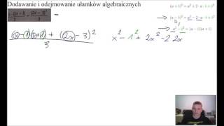 Dodawanie i odejmowanie ułamków algebraicznych 2 [upl. by Ahsilaf216]