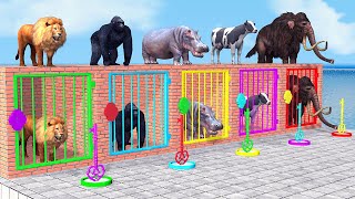 Cow Mammoth Elephant Lion Gorilla Guess The Right Key ESCAPE ROOM CHALLENGE Animals Cage Game [upl. by Tallbot]