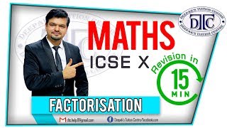 Factorisation  Full Chapter  Maths  ICSE  Class 10  in Hindi [upl. by Emmalyn]