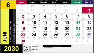 Kalender 2030 Lengkap Dengan Weton Pasaran Jawa [upl. by Monney]