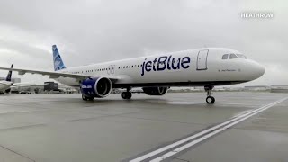 JetBlue launches first London flight despite lingering pandemic [upl. by Repohtsirhc]