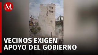 En Naucalpan vecinos afectados por edificio en colapso piden a las autoridades que los apoyen [upl. by Nawrocki]