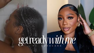 Get Ready With Me Wash Day w SidePart Low Ponytail amp Makeup Look ft KeraCare  Tamara Renaye [upl. by Eitsirhc284]