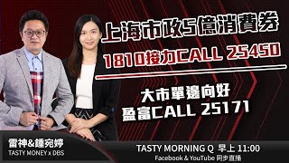 上海市政5億消費券 1810接力CALL 25450 大市單邊向好 盈富CALL 25171｜雷神 鍾宛婷｜Tasty Morning Q 20240926 [upl. by Grantham]