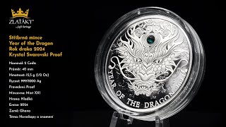 Stříbrná mince Year of the Dragon  Rok draka 2024 Krystal Swarovski Proof [upl. by Rosabella]