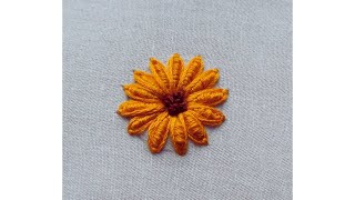 Fantastic flower embroidery tutorial  Beautiful hand embroidery design  Flower embroidery [upl. by Elleinet]