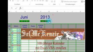 100jährigen Kalender mit Excel VBA erstellen [upl. by Atolrac314]