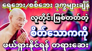 ရေဘေးစစ်ဘေး ဒုက္ခများချိန် လူတိုင်းဖြစ်တတ်တဲ့ စိတ်သောကကို ဖယ်ရှားနိုင်ရန်တရားဆေး။ ပါချုပ်ဆရာတော်✍🌼🌿 [upl. by Robbin512]