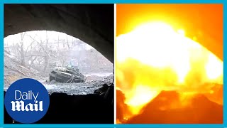 Ukrainian soldiers dodge explosion and artillery fire in terrifying POV footage from Bakhmut [upl. by Edyak831]