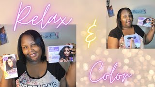 RELAXING AND COLORING THE SAME DAY DARK amp LOVELY RELAXER AND COLOR KITS [upl. by Anauqahc]