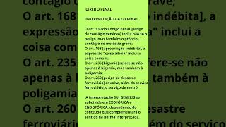 DIREITO PENAL  INTERPRETAÇÃO DA LEI PENAL [upl. by Ecnerrat]