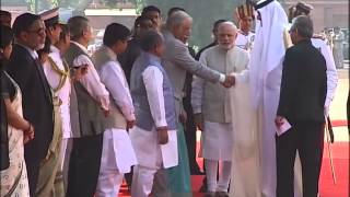 PM Modi with Emir of Qatar His Highness Sheikh Tamim Bin Hamad AlThani at Ceremonial Reception [upl. by Ilak]