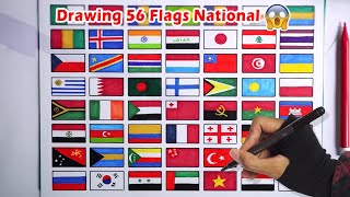 Drawing 56 National flags is there a flag of your country [upl. by Rednasela458]