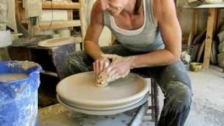 How to throw a large platter on the potters  pottery wheel [upl. by Nabal]