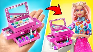 DIY Miniature Glittery Doll Makeup Kit Box With Mirror  EASY amp FUN Crafts 💄🌟 [upl. by Firestone977]