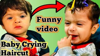 Baby Crying hair cutting Barber Salon  Crying Hair cutting videos Funny Headshave crying Boy [upl. by Yengac]