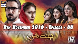 Bandhan Ep 66  9th November 2016  ARY Digital Drama [upl. by Adnwahsar]