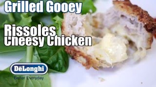 Gooey Cheesy Chicken Rissoles with the Delonghi Multicuisine [upl. by Ydderf341]