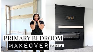 DIY SHIPLAP ELECTRIC FIREPLACE BUILD amp Mantel  Primary Bedroom Makeover Pt 4  House to Home Update [upl. by Arted]