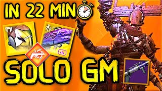 Solo GM  Heist Battleground Moon In 22 Mins  Solar Hunter Destiny 2 [upl. by Dachy]