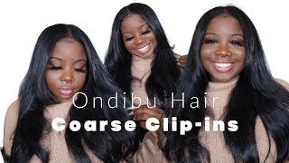 ♡ Instant Length ON NATURAL HAIR   Ondibu Hair quotCoarse Straight Clipinsquot [upl. by Cataldo501]