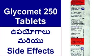 Glycomet 250 Tablets uses and Side Effects in Telugu  Metformin Hydrochloride Tablets IP 250 MG [upl. by Annahsit]