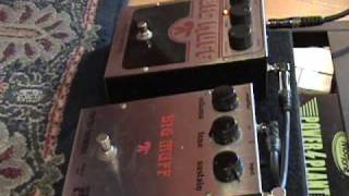 Electro Harmonix Big Muff Pi vs Rams Head current version amp vintage effects pedal shootout [upl. by Nosdivad]