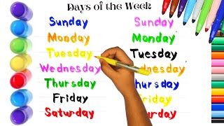 Days Of The Weeks Writting  Sunday  Monday  Tuesday  Wednesday  Thursday  Friday  Saturday 🎨 [upl. by Ilehs]