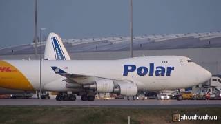 N453PA Polar Air Cargo Boeing 74746NF at LeipzigHalle Airport Landing and Taxi [upl. by Gonzalo578]