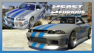 GTA 5 Brians 2Fast 2Furious Nissan Skyline R34 GTR  Annis Elegy Retro Custom REPLICA BUILD [upl. by Nicolina95]