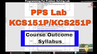 PPSLab Programming for Problem Solving Lab as Per AKTU  UPTU Syllabus  PPS Lab Syllabus [upl. by Huntingdon]