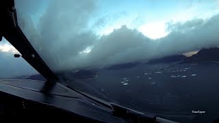 Widerøe Dash 8100 short field landing at Svolvær Norway [upl. by Assirram]