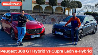 Comparativa Cupra León eHybrid  Peugeot 308 GT Hybrid  Test  Review en español  cochesnet [upl. by Roice]