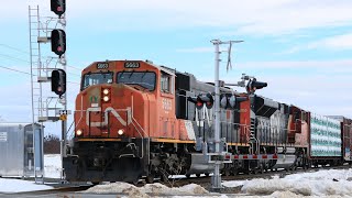 CN SD75I 5663 Leads L507 Out Of The Siding At Belmont [upl. by Malory]