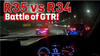 700HP GTR R35 vs 600HP GTR R34 HUGE FLAMES amp LOUD EXHAUST 4K VIDEO GOPRO 8 HERO BLACK [upl. by Airdna232]