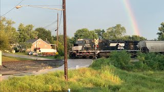 Train Too Long For EOT Device To Work Rainbow Train CSX amp Norfolk Southern At Same RR Crossing [upl. by Sivatco]