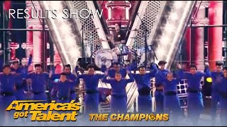 V Unbeatable ft Travis Barker BRING THE HOUSE DOWN on AGT Champions Results Show [upl. by Ande830]