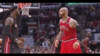 LeBron James Flagrant Foul on Carlos Boozer  March 27 2013 [upl. by Sira]