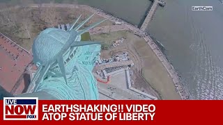 WATCH Statue of Liberty heavy shaking during earthquake  LiveNOW from FOX [upl. by Fem278]