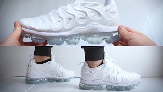 Nike Air Vapormax Plus Triple White UNBOXING amp ON FEET [upl. by Rama468]