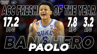 Paolo Banchero Duke Freshman Highlights  172 PPG 78 RPG 32 APG  Magic Thunder or Rockets [upl. by Nibla]