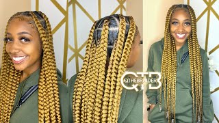 QTHEBRAIDER HOW TO Large Knotless Braids amp Beads thigh length [upl. by Hilda]